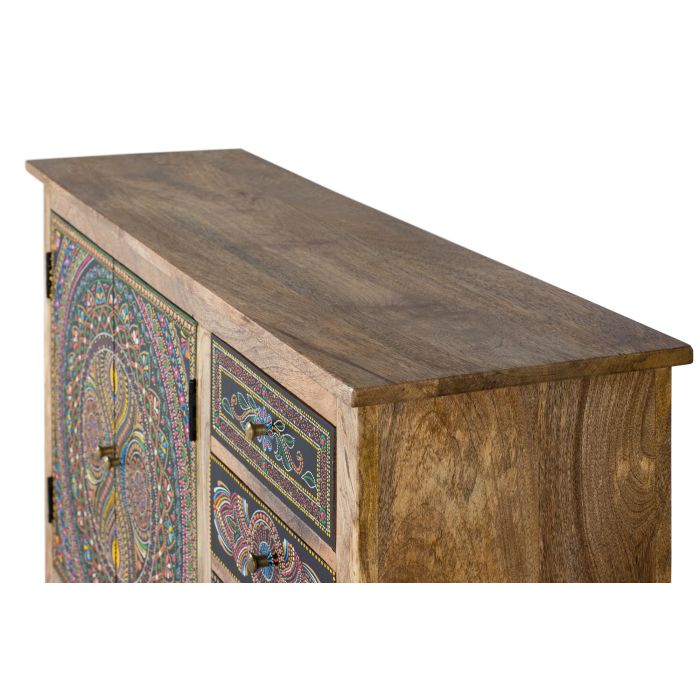 GINER Y COLOMER Buffet en bois de manguier, 2 portes et 4 tiroirs multicolores, peinture à la main, dimensions 107x33x73 cm 3 GINER Y COLOMER Buffet en bois de manguier, 2 portes et 4 tiroirs multicolores, peinture à la main, dimensions 107x33x73 cm 3