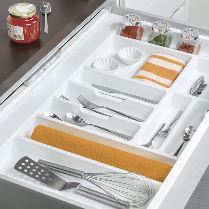 Emuca range-couverts Optima Vertex/Concept, profondeur 500mm, plateau 16mm, module 500mm, Plastique, Blanc 1