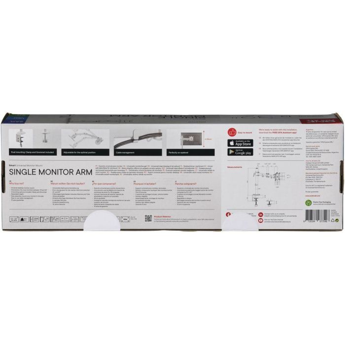 Support moniteur Smart - ONE FOR ALL - Vesa 100 - Simple Bras - 13 et 32'' - 8kgs max - Hauteur réglable - Blanc 2