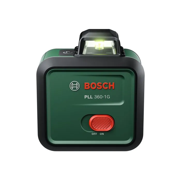 Bosch PLL 360-1 G - Niveau laser rotatif 360° à ligne verte, précision +/- 0,4 mm/m, portée 30 m, batterie Li-ion rechargeable USB-C, avec housse et manuel