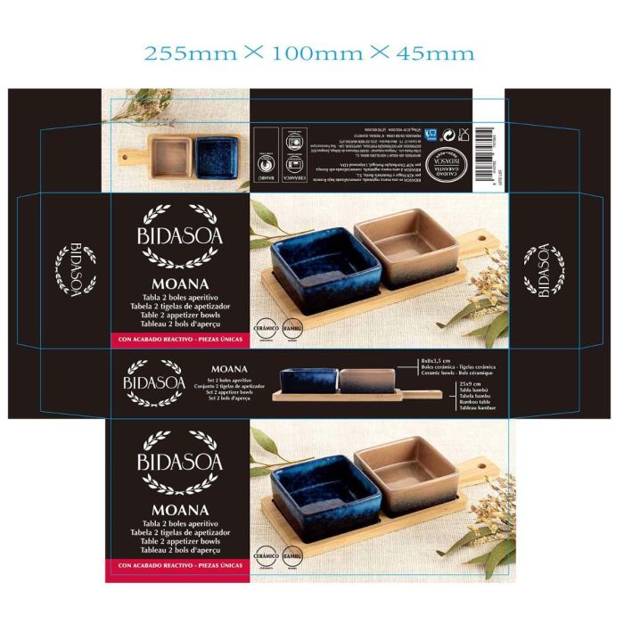 Tabla Aperitivo Bambú Cerámica Moana Bidasoa 25x9,5x4,5 cm 5