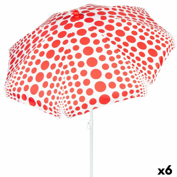 Parasol de plage Aktive Rouge 200 x 205 x 200 cm (6 Unités)