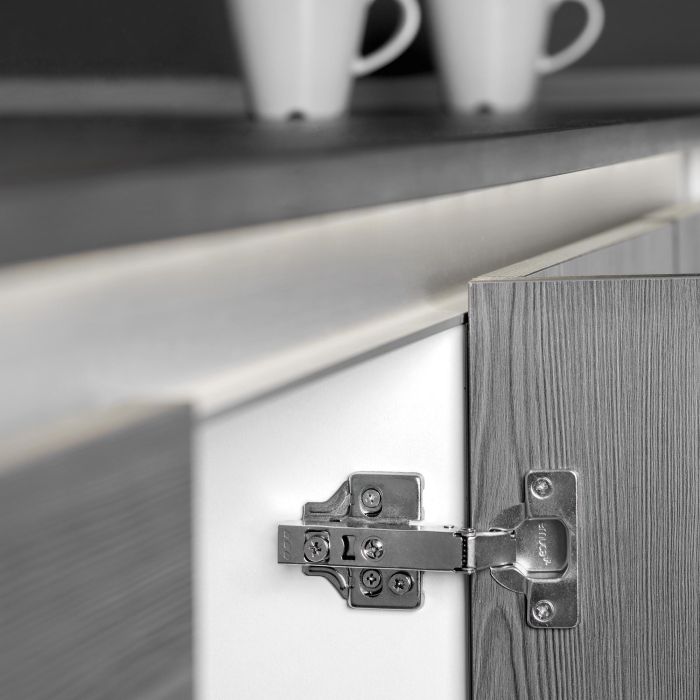 Emuca Lot de 20 charnières droites X92 avec fermeture amortie et embase à visser, Hauteur 0, Acier, Nickelé 1