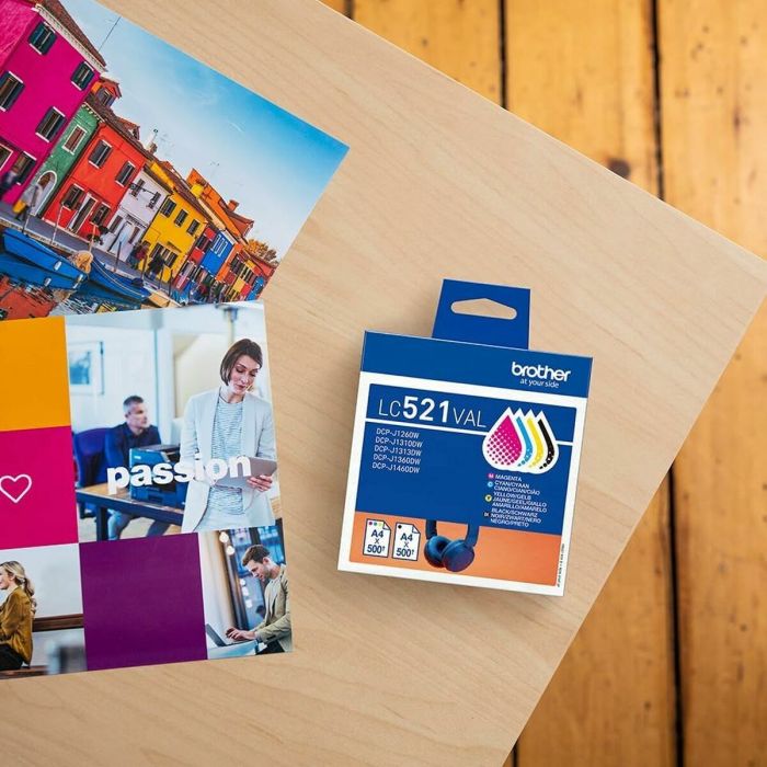 Cartouche d'encre originale Brother LC521VAL Jaune (4 Unités) 2 Cartouche d'encre originale Brother LC521VAL Jaune (4 Unités) 2