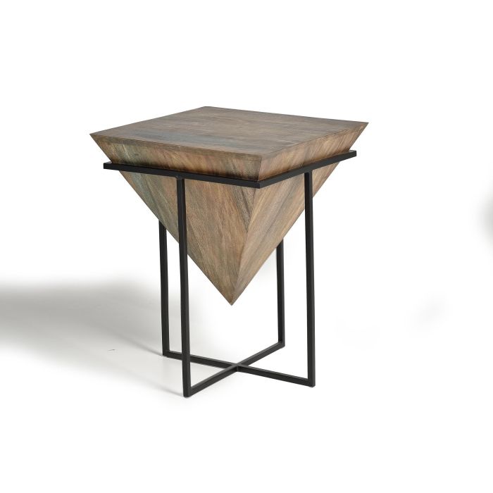 Giner y Colomer Table d'angle en bois de manguier et métal - Style industriel et rustique - 50x50x63 cm - Couleur naturel et noir 0 Giner y Colomer Table d'angle en bois de manguier et métal - Style industriel et rustique - 50x50x63 cm - Couleur naturel et noir 0