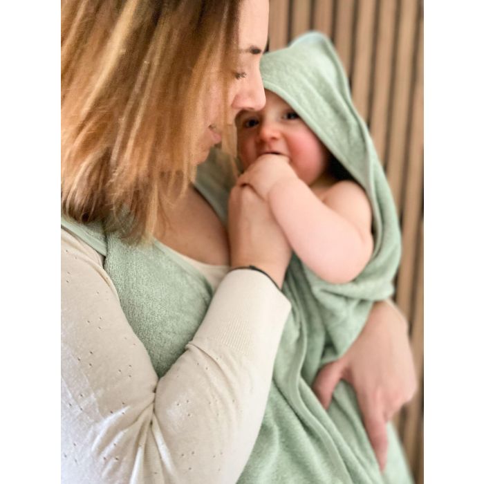 Drap de bain XXL Parent / Bébé - CANDIDE - 100x100 cm - Vert d'eau 4 Drap de bain XXL Parent / Bébé - CANDIDE - 100x100 cm - Vert d'eau 4