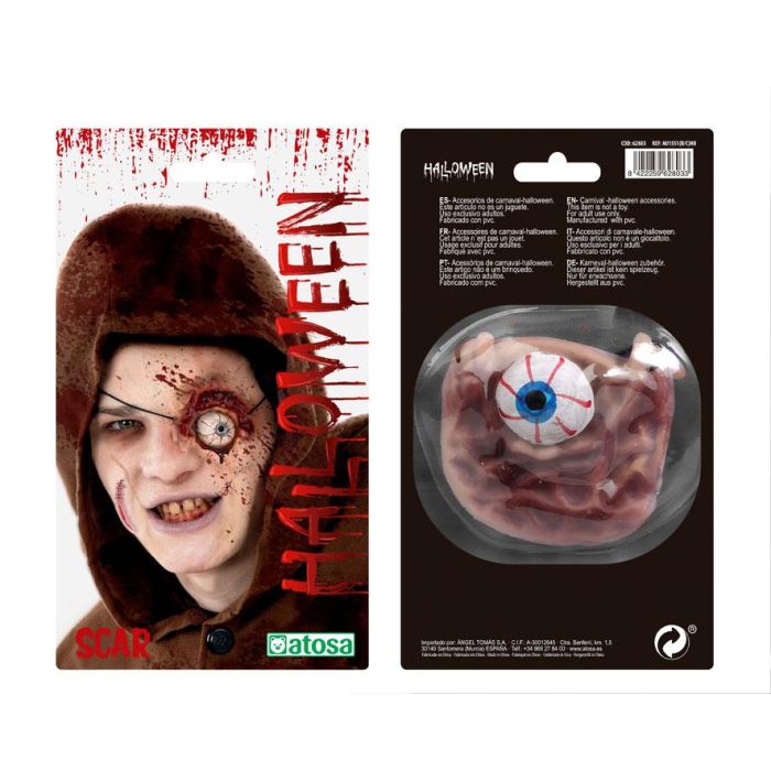 Herida Falsa Con Cicatriz Y Ojo Infectado 18x13 cm Pour Zombie Halloween - Maquillage Effets Spéciaux Accessoire Cosplay Horreur