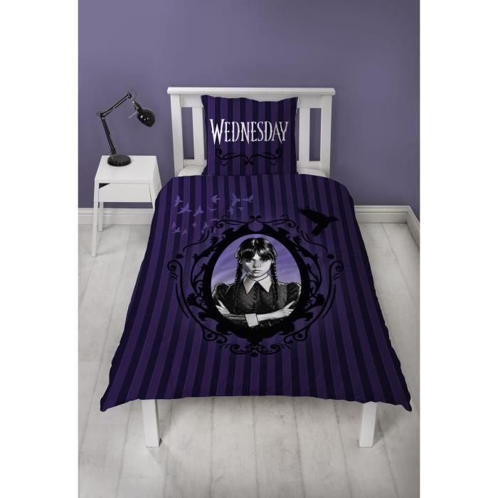 Parure de lit réversible - MERCREDI - Microfibre - 1 housse de couette 140 x 200 cm + 1 taie 63 x 63 cm 4