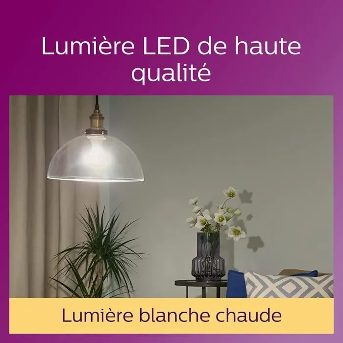 Philips Ampoule LED E27 Transparente 60W Blanc Lot de 6 - PHI8718696775059 2 Philips Ampoule LED E27 Transparente 60W Blanc Lot de 6 - PHI8718696775059 2