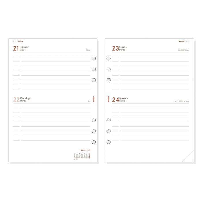 Recharge pour agenda Finocam OPEN R1097 2026 15,5 x 21,5 cm 2