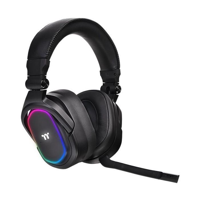 Thermaltake Casque Gaming Argent H5 RGB 7.1 avec fil - Surround DTS Headphone:X 2.0, 20-40000 Hz, Micro intégré, Noir
