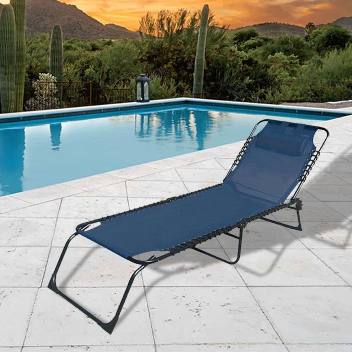 Marbueno Transat Pliable Acier Avec Coussin Jardin et Piscine 190X58X27 cm Bleu 10003 1 Marbueno Transat Pliable Acier Avec Coussin Jardin et Piscine 190X58X27 cm Bleu 10003 1