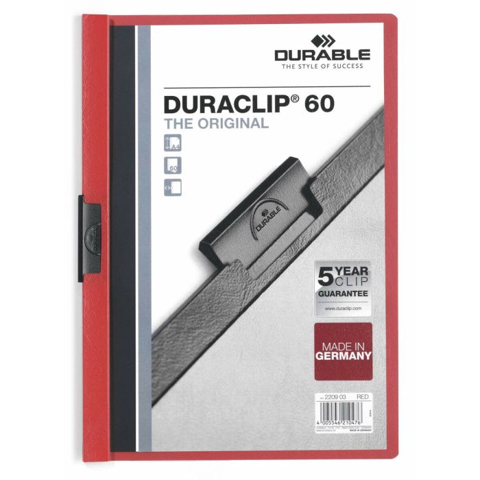 Dossier de Portefeuilles Durable Duraclip 60 Rouge Transparent A4 25 Pièces 2