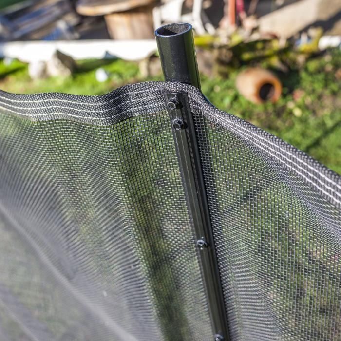 Barriere souple de sécurité - GRE - 3 m x H 1,33 m - Pré-montée - Toile recoupable - 4 poteaux + caches discrets 3