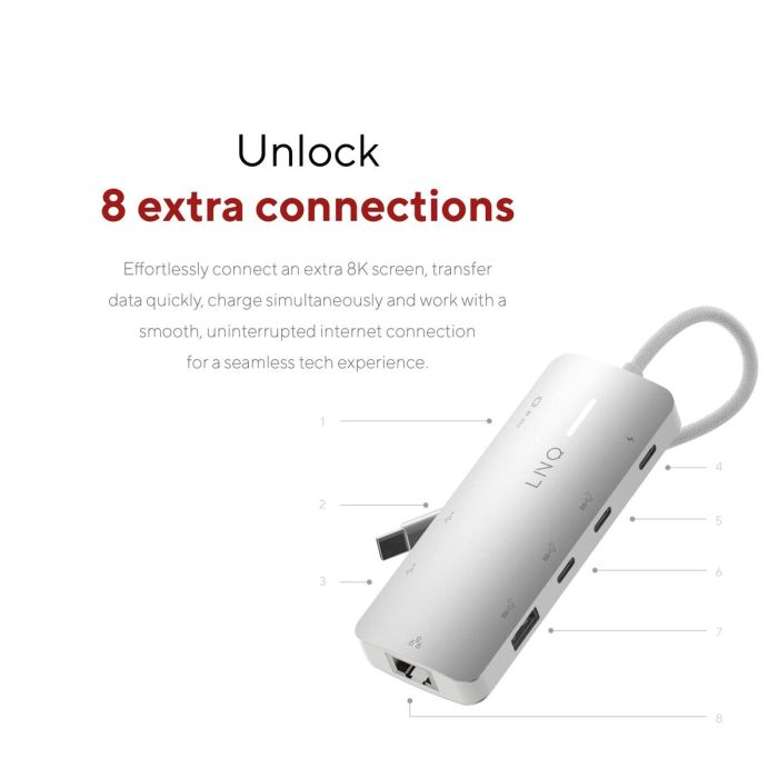 Hub USB Linq Byelements LQ49081PS Blanc Gris 15