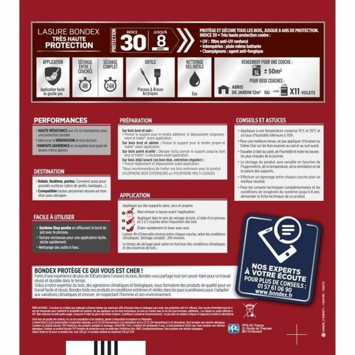 Peinture d'Apprêt Bondex Marron Satiné 5 L 1