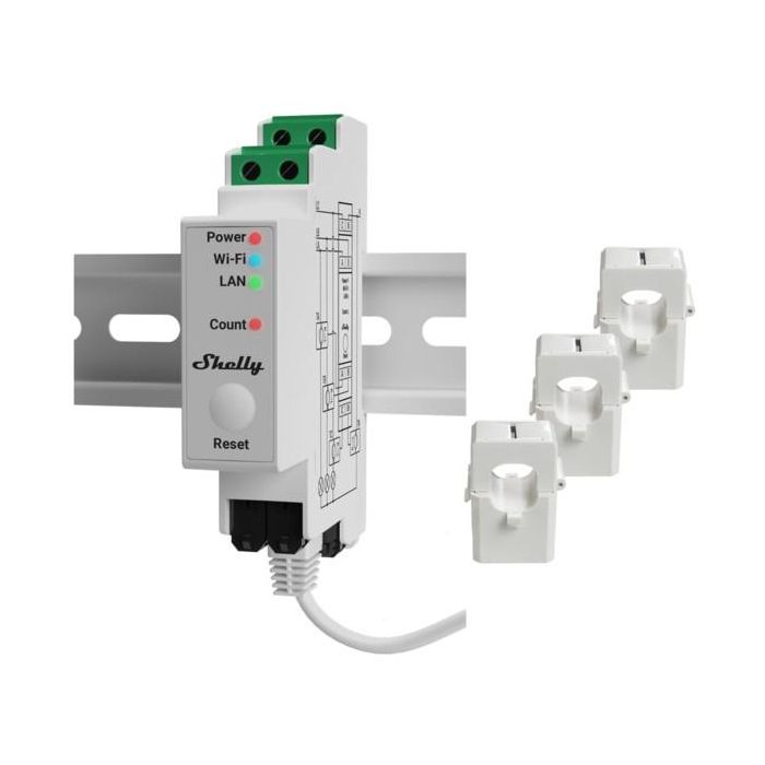 Shelly Relais "Pro 3EM 120A" WLAN LAN Stromzähler Inkl. 3x 120A Klemmen Messfunktion BT DIN-Rail 0 Shelly Relais "Pro 3EM 120A" WLAN LAN Stromzähler Inkl. 3x 120A Klemmen Messfunktion BT DIN-Rail 0