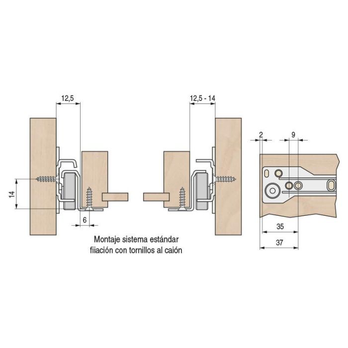 Guia De Cajón Con Caída Rodeo Largo Guia Largo 500Mm Color Guia Color Gris Herrajes Alk 1