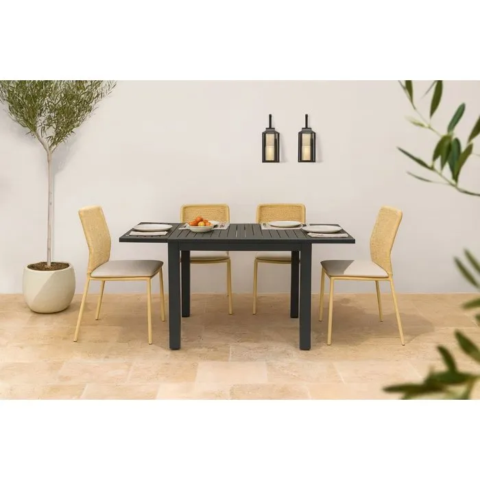 SOLOMA - SOLOMA - Table de jardin extensible pour 6 personnes en aluminium, dimensions réglables 80/160 x 80 x 75 cm