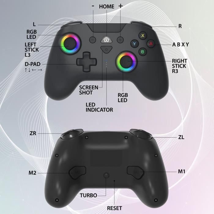 Manette sans fil - SUBSONIC - Switch 2 / Switch - LEDs programmables - Vibrations - Gyroscope - Noire 1 Manette sans fil - SUBSONIC - Switch 2 / Switch - LEDs programmables - Vibrations - Gyroscope - Noire 1