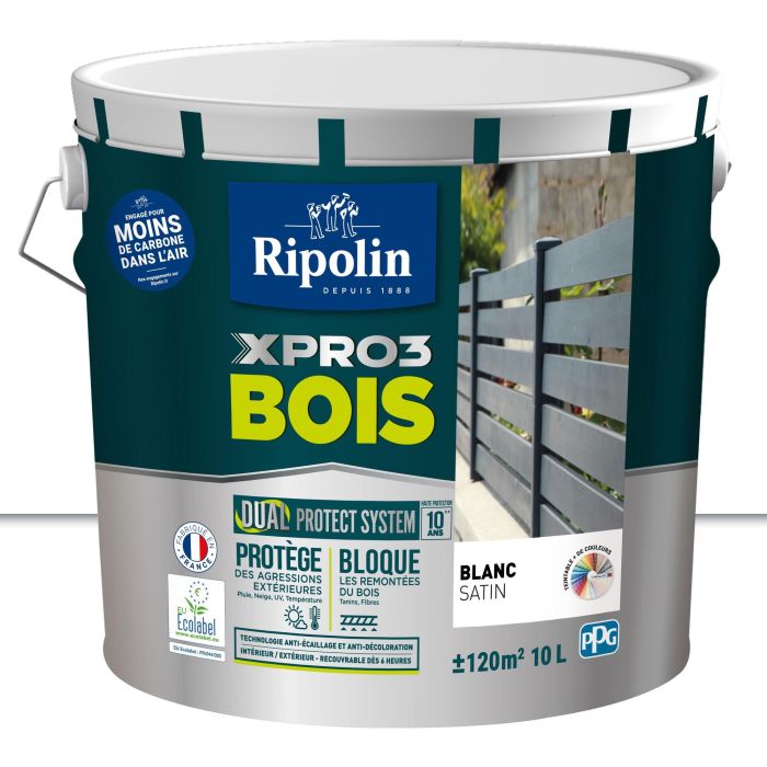 Peinture XPRO3 bois - Blanc Calibre - Satin - Ripolin - 10L 1 Peinture XPRO3 bois - Blanc Calibre - Satin - Ripolin - 10L 1
