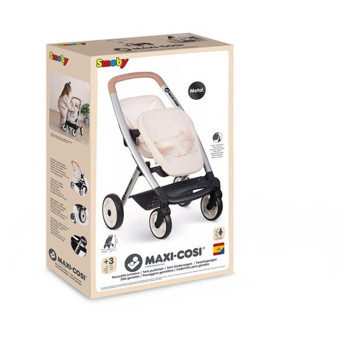 SMOBY - Maxi cosi - Poussette Jumeaux beige  - Pour poupon - Des 3 ans 3