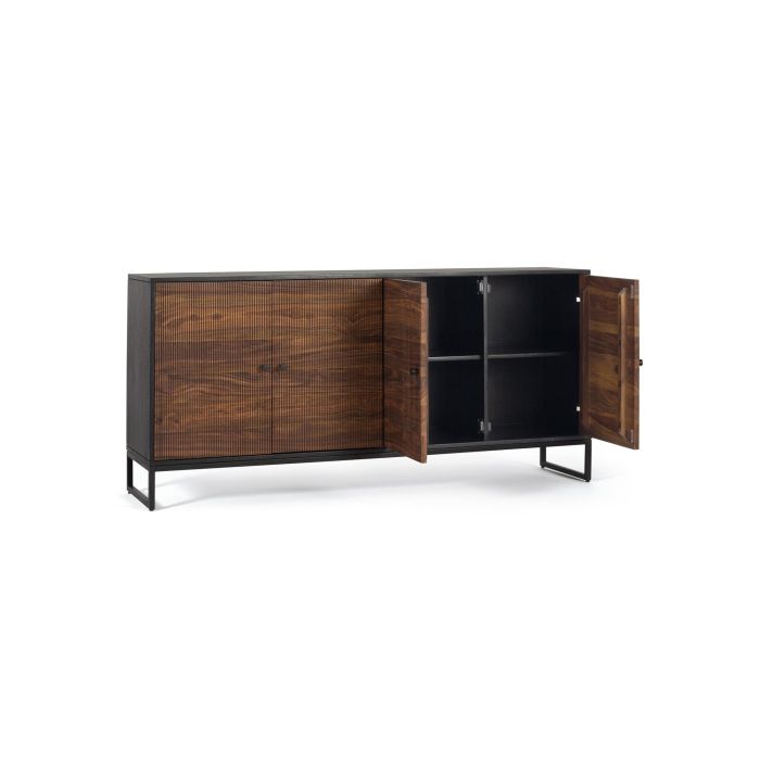 GINER Y COLOMER Buffet 4 portes en bois de palissandre et manguier avec base métal, 170x40x80 cm, couleur marron et noir 2 GINER Y COLOMER Buffet 4 portes en bois de palissandre et manguier avec base métal, 170x40x80 cm, couleur marron et noir 2