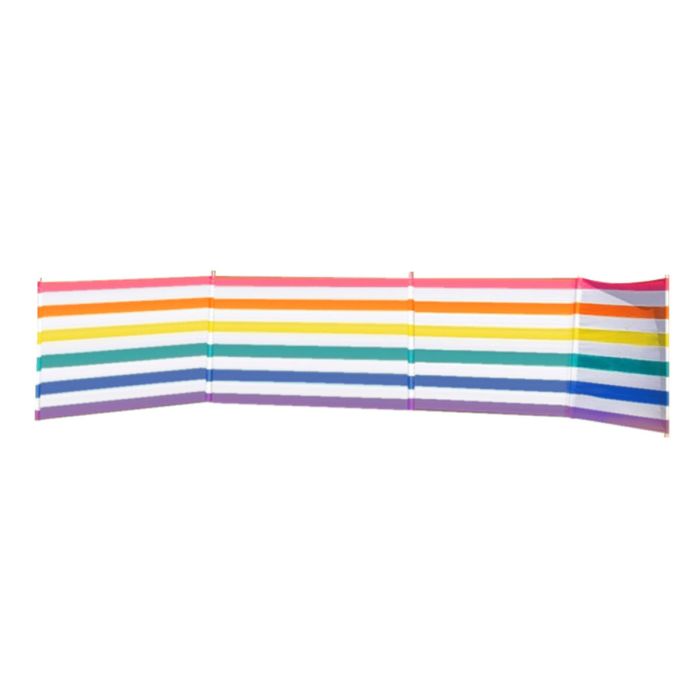 Paravent 5 Poteaux Acier Polyester Rayures Couleurs 480X80 cm Plage, Piscine, Jardin