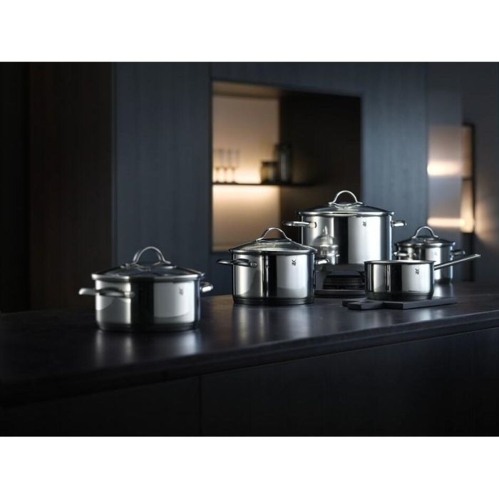 WMF Provence Plus Topf-Set Bratentopf (2,5l), Fleischtöpfe(1,9l), (3,3l), (5,7l), Stielkasserolle (1,7l) silber 7