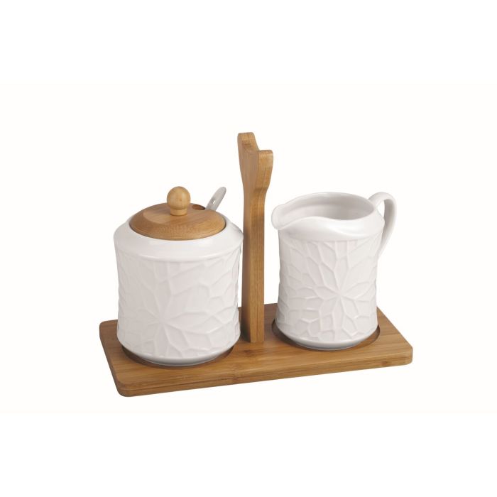 Sucrier Home ESPRIT Blanc Bambou Porcelaine 19,5 x 9 x 17 cm 2 Pièces 1