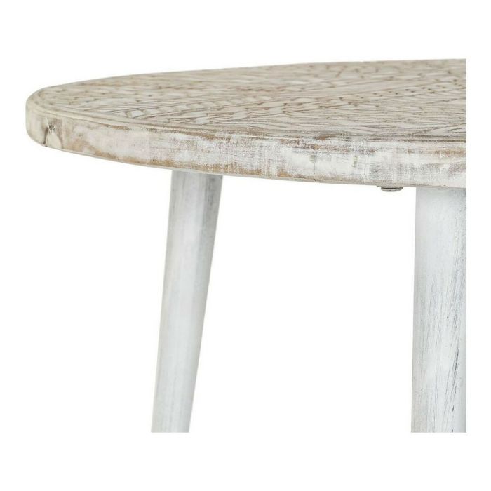 Table d'appoint DKD Home Decor 8424001820115 75 x 75 x 50 cm Doré Métal Blanc Bois de manguier (75 x 75 x 50 cm) 2