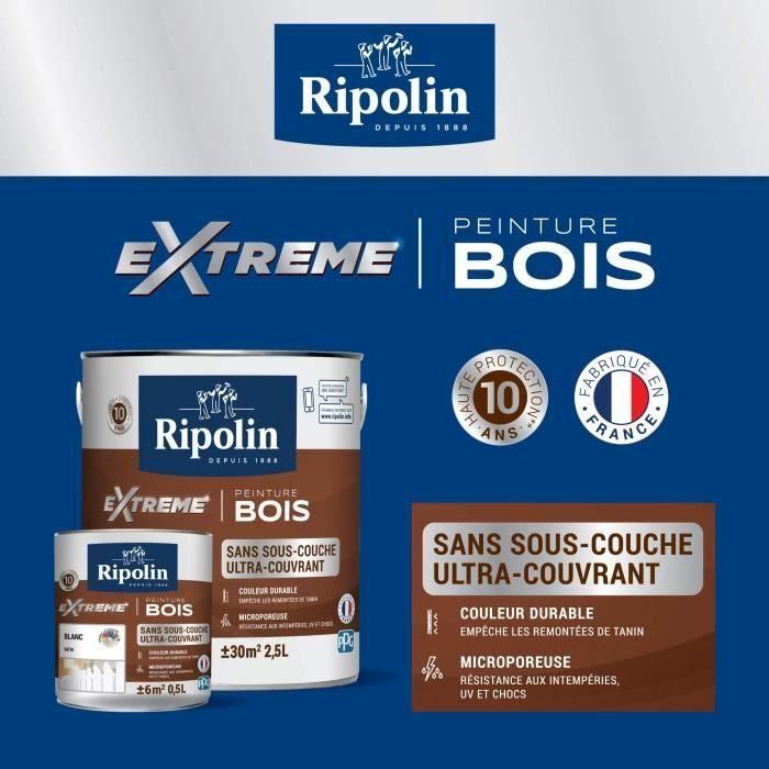 RIPOLIN Peinture Bois Satin Haute Protection 10 ans qui Protege et Magnifie vos Bois - Gris bouleau 4 RIPOLIN Peinture Bois Satin Haute Protection 10 ans qui Protege et Magnifie vos Bois - Gris bouleau 4