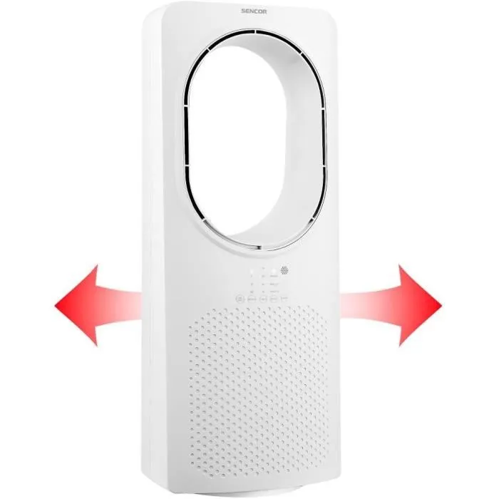 Sencor SFT 2404WH - Ventilateur tour sans pales, 3 vitesses, oscillation 50 degres, telecommande, 50 W, 55 dB, 32 * 32 * 62 cm