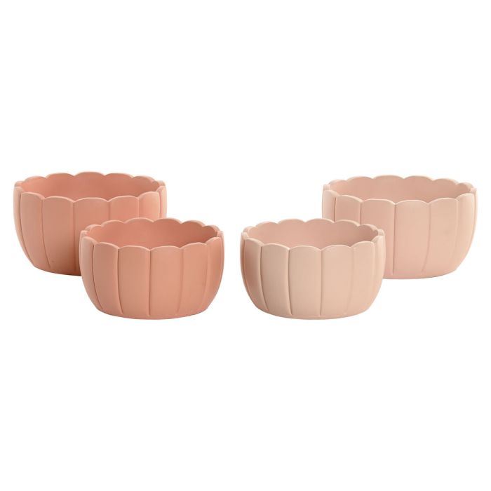 Cache-pot Home ESPRIT Terre cuite Rose clair Ciment Shabby Chic 18 x 18 x 10 cm (2 Pièces) (2 Unités) 1