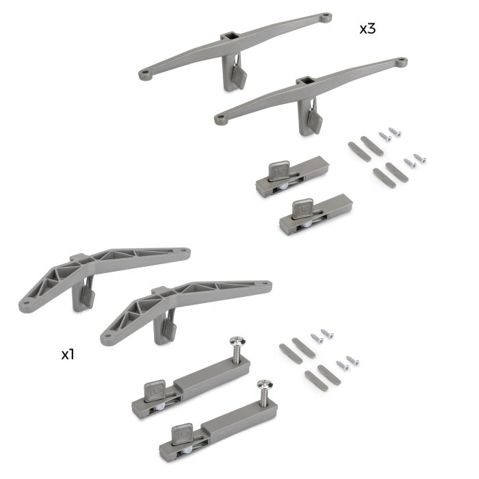 Emuca Kit de supports pour 3 étagères en bois et 1 module pour structure Zero, Zamak, Peint gris pierre 4
