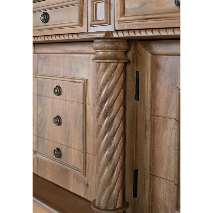 GINER Y COLOMER Buffet 4 tiroirs et 4 portes en bois de manguier massif 200 cm - Couleur Naturelle, Meuble Artisanal en Bois Récupéré 5