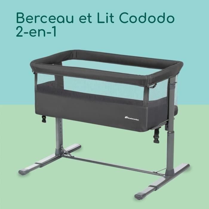 BEBECONFORT Zina Berceau Pliable Bebe & Cododo, 0-6 m (0-9 kg), 5 Positions, Matelas Inclinable, Mineral Graphite 1 BEBECONFORT Zina Berceau Pliable Bebe & Cododo, 0-6 m (0-9 kg), 5 Positions, Matelas Inclinable, Mineral Graphite 1