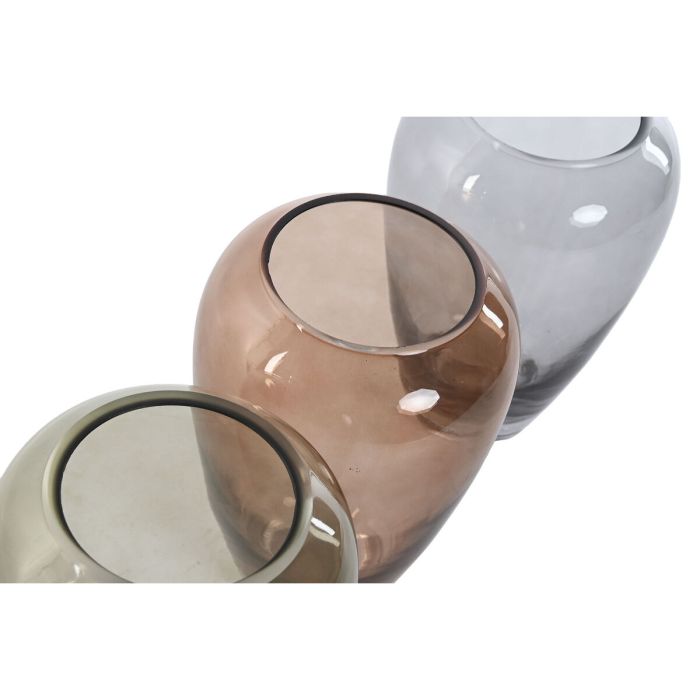 Vase Home ESPRIT Bleu Vert Ambre Verre Moderne 13 X 13 X 20,7 cm (3 Unités) 1