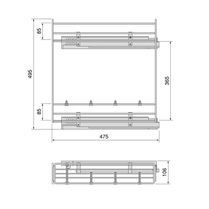 Emuca Porte-bouteilles extractible Suprastar avec fermeture amortie, module 150mm, acier, chromé 2