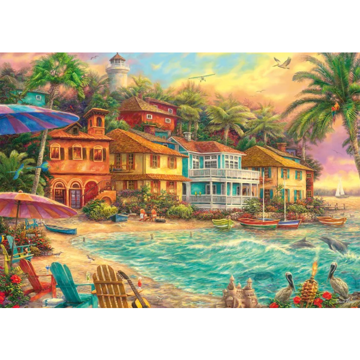 Schmidt Puzzle 1000 pièces - Chuck Pinson - Island Time - Multicolore - 69.3 x 49.3 cm - Jeu pour adultes