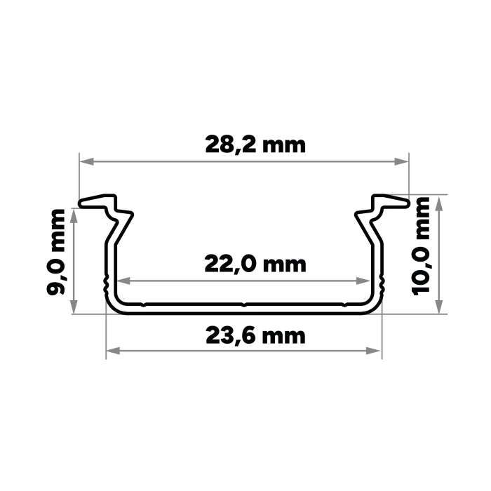 KIMERA Profilé Aluminium TVED Argent Anodisation Diffuseur Opal, Bouchons et Clips de Fixation 2,02m 1
