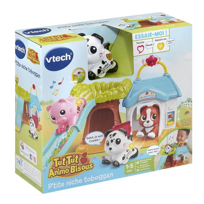 Vtech - Jeu électronique et musical Tut Tut Animo Bisous - Ptite Niche Toboggan avec 1 animal Cookie le chien - Multicolore - Langue français - Pour enfant 1 à 5 ans