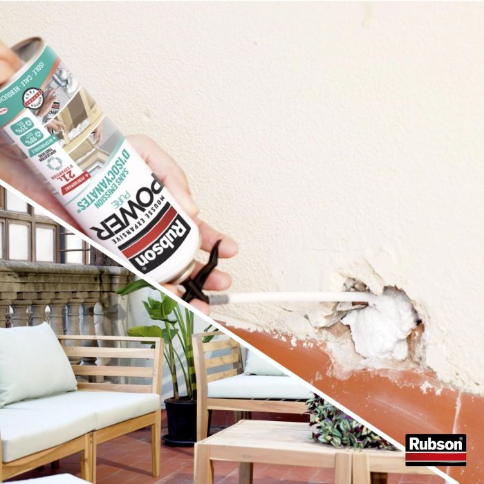 Rubson - Lot de 2 aérosols de mousse expansive polyuréthane Power Pure, 21 L, adhérence multi-supports, isolant thermique et acoustique, ponçable et peinture