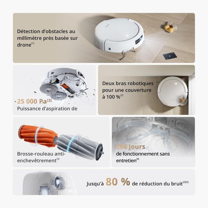 DJI ROMO S - Robot Aspirateur Laveur avec Station - 25 000 Pa - Détection de Niveau Drone - 200 Jours sans Maintenance 2