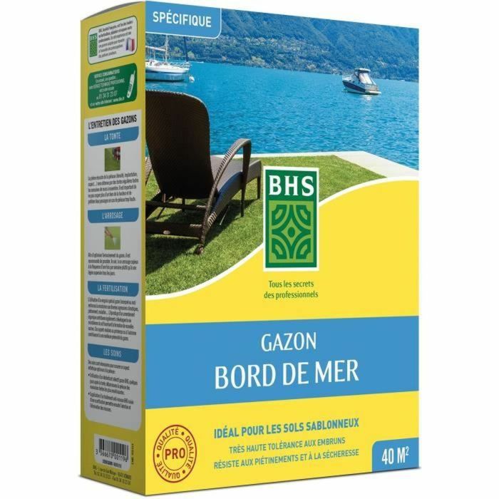 BHS Césped Seaside 1kg, BHS3366670001196 - Herbe résistante au vent, à la sécheresse et à la salinité, esthétique et robuste