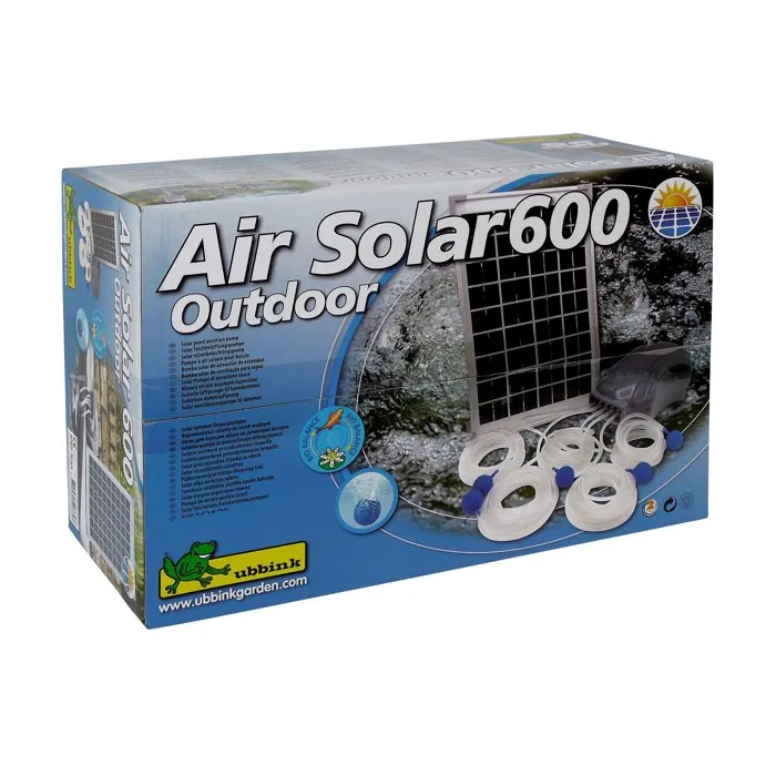 Ubbink AirSolar 600 - Pompe à air solaire pour bassin avec panneau 12V, débit 600 l/h, 5 diffuseurs pierres d'air - Kit d'aération de jardin Ubbink AirSolar 600 - Pompe à air solaire pour bassin avec panneau 12V, débit 600 l/h, 5 diffuseurs pierres d'air - Kit d'aération de jardin
