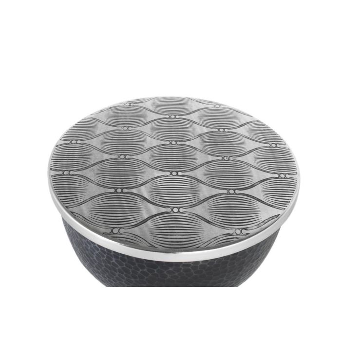 GINER Y COLOMER Table basse ronde en aluminium, style moderne et artisanal, plateau avec gravures, base martelée, couleur aluminium et noir 1 GINER Y COLOMER Table basse ronde en aluminium, style moderne et artisanal, plateau avec gravures, base martelée, couleur aluminium et noir 1