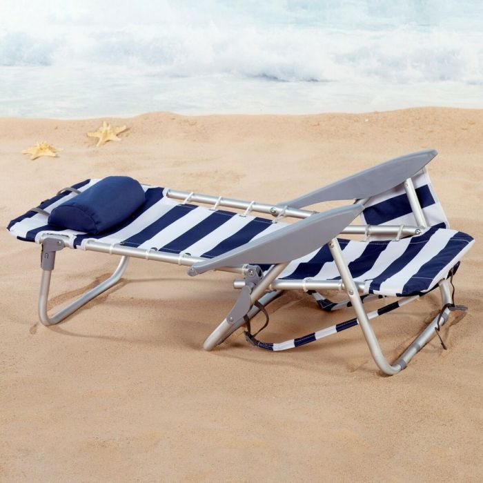 Chaise de Plage Aktive Bleu Blanc 50 x 76 x 45 cm (2 Unités) 2