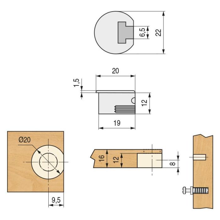 Soporte Cazoleta Luna Miel (50U) Herrajes Alk 1