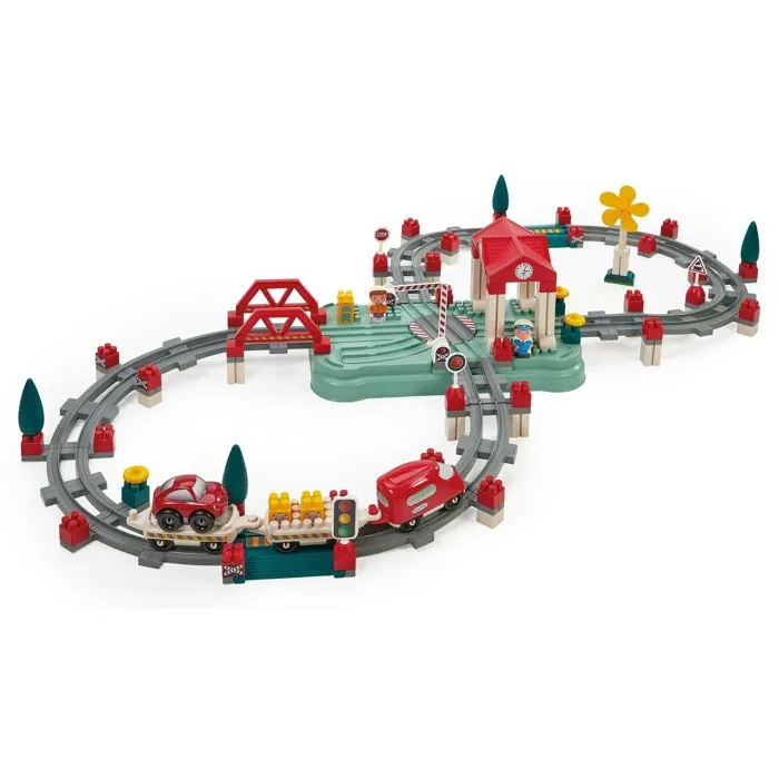 Ecoiffier Circuit Train - Baril de 140 Pièces - Jouet de Construction pour Enfants Dès 18 Mois - Jeu de Rails et Accessoires - Origine France Garantie Ecoiffier Circuit Train - Baril de 140 Pièces - Jouet de Construction pour Enfants Dès 18 Mois - Jeu de Rails et Accessoires - Origine France Garantie